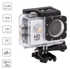 Cameră Acțiune HD 1080P, Ecran 2.0&quot;, WiFi, Unghi 140║, Rezistență Apă 30m, Timp &Icirc;nregistrare 120 minute, Baterie Re&icirc;ncărcabilă 900 mA, Negru/Alb
