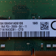 Memorie laptop RAM Samsung 8GB DDR4 PC4-2666V SODIMM M471A1K43CB1