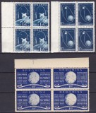 ROMANIA 1959 LP 487 ANUL GEOFIZIC INTERNATIONAL BLOCURI DE 4 TIMBRE MNH, Nestampilat