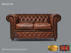 Canapea din piele naturala -Vintage Maro-2 locuri-Autentic Chesterfield Brand foto