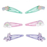 Set 6 Clame Păr Fete, 3D Unicorn Multicolor, Metalice, Accesorii Coafat