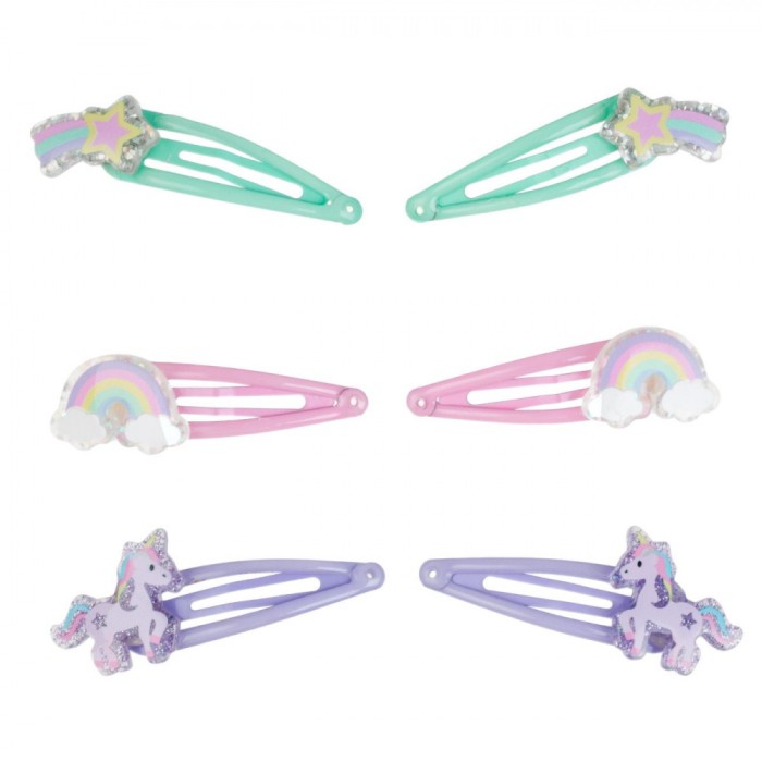 Set Clame Păr, 3D Unicorn, Multicolor, Metal, 6 Bucăți