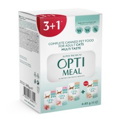Optimeal, Hrana umeda pisici, diferite arome, set Nr. 3, (3+1), 0.34kg