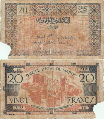1943 , 20 francs ( P-39 ) - Maroc foto