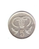 Moneda Cipru 5 cents/centi 1988, stare buna, curata