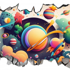 Sticker decorativ Planete, Portocaliu, 90 cm, 8056ST-3