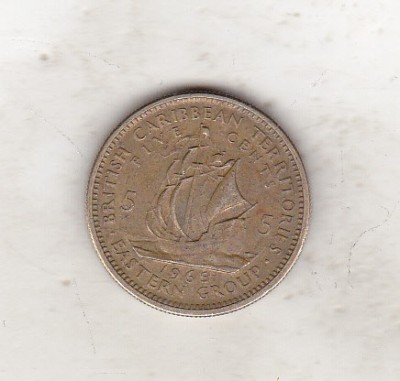 bnk mnd British Caribbean Territories 5 cents 1965 foto