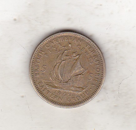 bnk mnd British Caribbean Territories 5 cents 1965