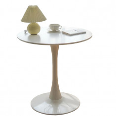 Masa laterala rotunda pentru cafea, minimalista si eleganta, alb, MDF, 60X74X50