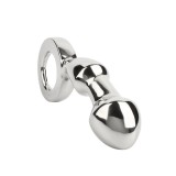 Plug anal MR. STEEL Drang Fun Plug, cu inel pentru extracție, din oțel inoxidabil, lungime 13 cm, argintiu