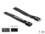 Cablu prelungitor HD Audio Flat placa baza pin header 9 pini M-T 1m Negru, Delock 86059