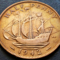 Moneda istorica HALF PENNY - ANGLIA, anul 1942 *cod 3716 - GEORGIVS VI