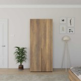 Dulap Haine Adore Oryana cu 2 usi si 5 rafturi, Alb - Nuc, 90x210x62 cm