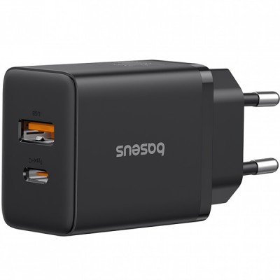 Incarcator Retea Baseus Cube, 20W, 3A, 1 x USB-A - 1 x USB-C, Negru P10111403113-00 foto
