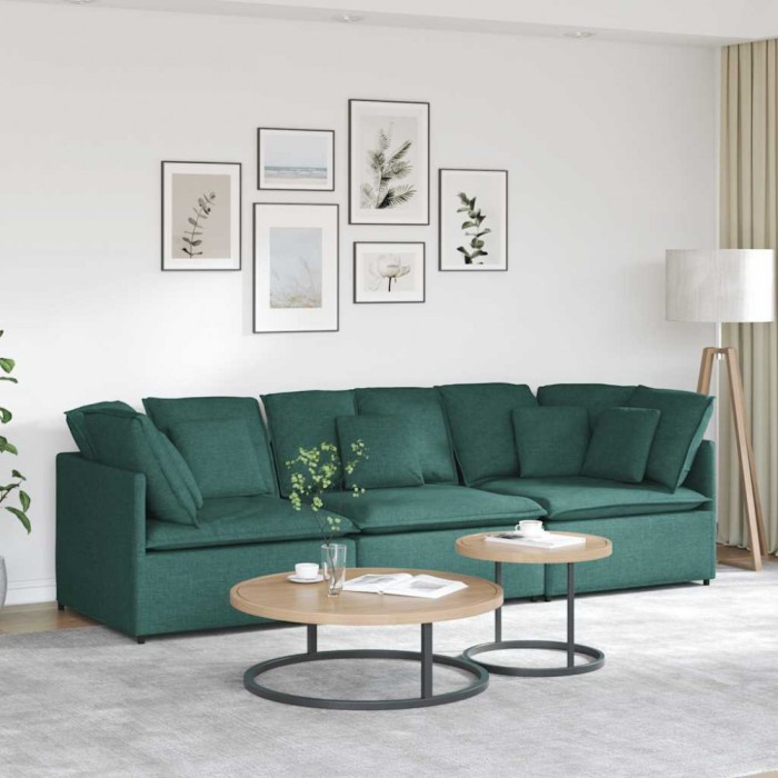 vidaXL Canapea modulară cu perne, verde &icirc;nchis, textil