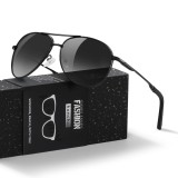 Ochelari de soare aviator polarizați UV400 Unisex Clasic Ușori &ndash; Negru/Gri