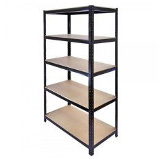 Raft metalic Extra 180x90x40 cm lacuit negru 5 polite MDF, 175 kg/polita, montaj fara suruburi, (garantie 7 ani)