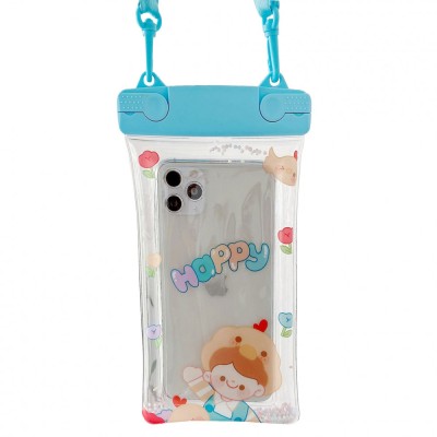 Husa subacvatica Fruity Waterproof Flippy, Snowproof, Universala, Impermeabila, cu Snur, pentru telefon sau documente, Happy Boy, Bleu foto