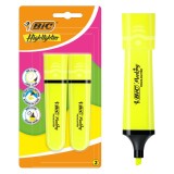 Set 2 markere evidentiatoare, Bic, Highlighter Flat, Galben Neon
