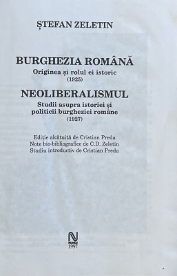 Burghezia romana - Stefan Zeletin foto