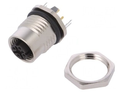Soclu M12 4-Pin Mamă Ethernet pentru Panou THT foto