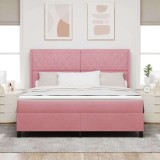vidaXL Pat cu arcuri cu saltea cu headboard Roz 180 x 200 cm Catifea 3341971