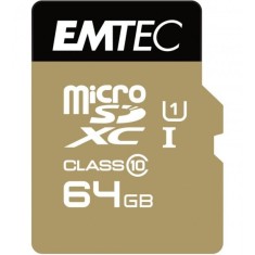 Card Memorie microSDXC Emtec Gold+, 64Gb, Clasa 10 / UHS-1 U1, Cu Adaptor ECMSDM64GXC10GP