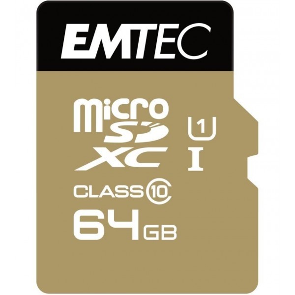 Card Memorie microSDXC Emtec Speedin Pro Android A1, 64Gb, Clasa 10 / UHS-1 U3, Cu Adaptor ECMSDM64GXC