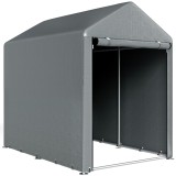 Outsunny Magazie pentru Scule cu Protecție UV și Intrare cu Fermoar, Cort de Garaj, 120x179x165 cm, Gri &Icirc;nchis | Aosom Romania