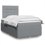 VidaXL Pat box spring cu saltea, gri deschis, 120x190 cm, textil 3294295