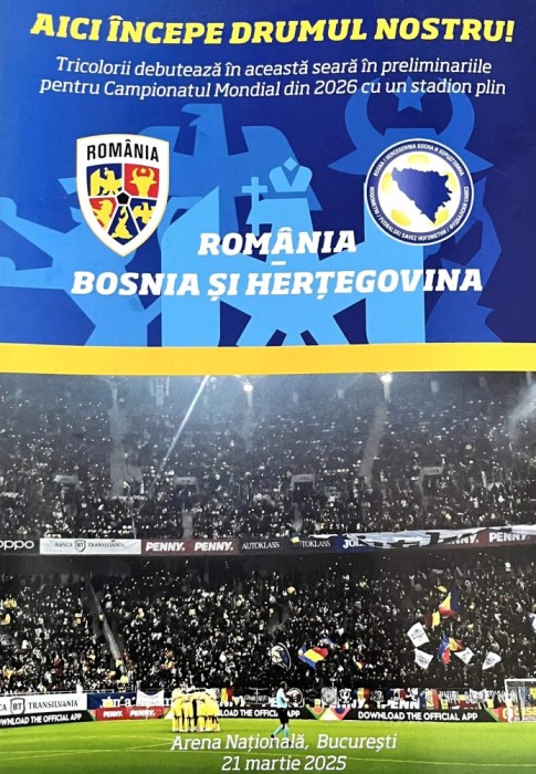 Program de meci Romania-Bosnia&amp;Herzegovina 21.3.2025