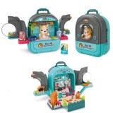 Set ghiozdan jucarie 3 in 1 Rovo 998-1, Spital Catel, Veterinar, 59 piese