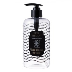 Dozator Săpun Lichid, Model Dungi, Capacitate 500ml, Transparent/Negru