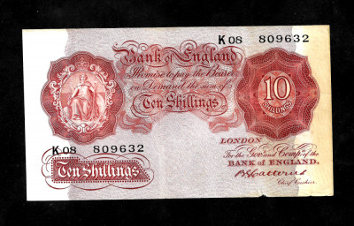 Marea Britanie/Anglia - Bank of England Notes - TEN SHILLINGS 1930 Catterns - VF foto