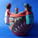 🏮 ceramică autentică pueblo semnat 𝐁.𝐉. 𝐓𝐨𝐲𝐚, vas al prieteniei 🏮