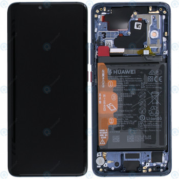Huawei Mate 20 Pro (LYA-L09, LYA-L29, LYA-L0C) Capacul frontal al modulului de afișare + LCD + digitizer + baterie albastru miezul nopții 02352GFX foto