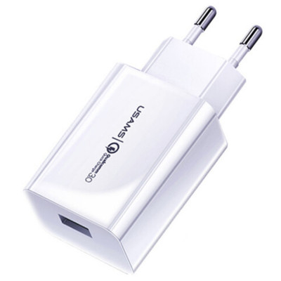 Incarcator Priza 1xUSB-A QC 3.0, 18W, 3A, Usams (US-CC083), White foto