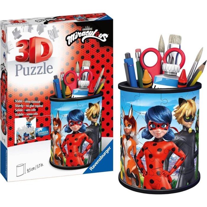 Ravensburger - Puzzle 3D suport pixuri Miraculous 54 piese