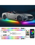 Kit Iluminare sub masina Symphony, dinamice, RGB multicolor cu telecomanda si aplicatie telefon 12V, 2x150cm si 2x100cm, Xenon Bright