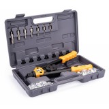 Pistol, cleste profesional pentru piulite nituibile, M3 - M12, 110 piese, Powermat