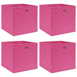 VidaXL Cutii de depozitare, 4 buc., roz, 32x32x32 cm, textil