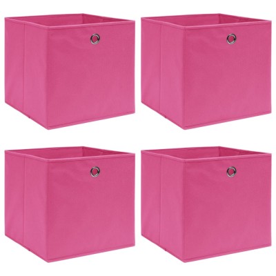vidaXL Cutii de depozitare, 4 buc., roz, 32x32x32 cm, textil 288345 foto