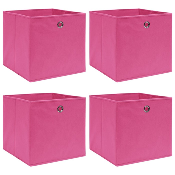 vidaXL Cutii de depozitare, 4 buc., roz, 32x32x32 cm, textil 288345