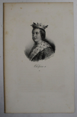 F.S. DELPECH ( 1778 - 1825 ) - CLOVIS III , LITOGRAFIE MONOCROMA , CCA. 1820 foto