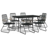 Set mobilier de gradina, 7 piese, negru, ratan PVC