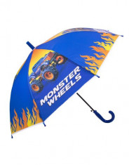 Umbrela pentru baieti, automata Monster Wheels 80 cm Multicolor foto