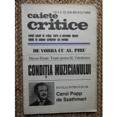 CAIETE CRITICE REVISTA DE CRITICA TEORIE SI INFORMATIE LITERARA NR. 10-12 1992