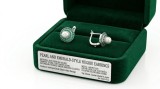 Cumpara ieftin Cercei Argint 925 Royal Emerald Pearl , Design Huggie cu Dublu Halou
