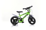 Bicicleta Copii Dino Bikes R88 Verde 12 inch, 3-4 Ani, Roti Ajutatoare, Aparatoare Lant, Cadru Robust, Fabricata in Italia