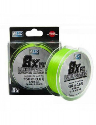 Fir Textil Asso Light Games PE 8x, Fluo Chartreuse, 150m,Variante Fire 0.14 mm foto